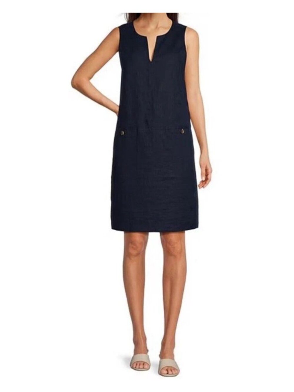 J. McLaughlin Weezie 100% Linen Sheath Dress Size L  Sleeveless Lined
